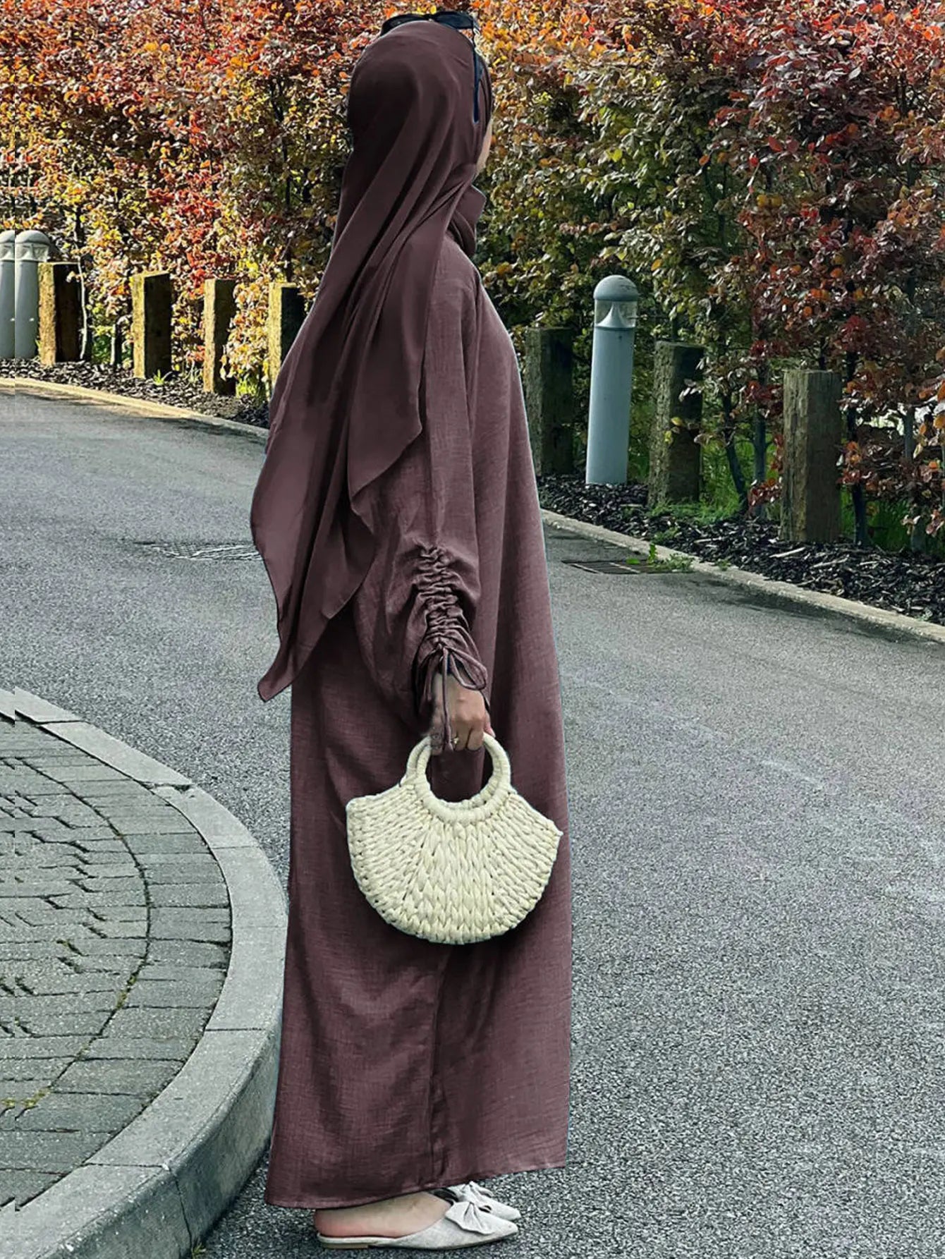 Eid Islamic Modest Dress for Women Abaya Lace-up Sleeve Morocco Casual Ramadan Vestidos Prayer Kaftan Dubai Muslim Long Robe