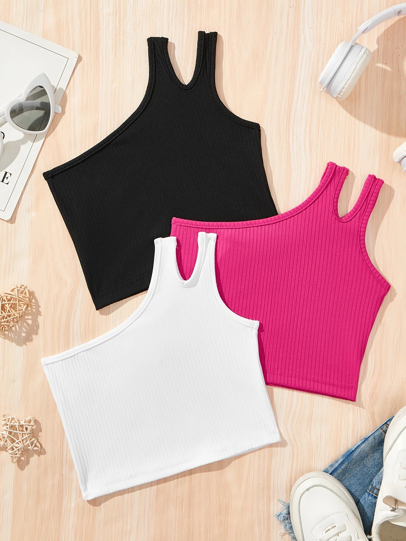 Children's Clothing, Girls' Fashionable Sports Vests, Kidsren's Casual Trendy Sports Summer Clothes, Suitable for Girls Aged 1-8, Versatile Tops for Home and Outdoor Use