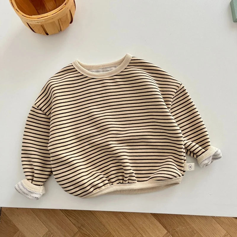 T-shirt enfant unisexe rayé – Col rond et manches longues
