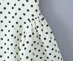 YENKYE French Style Retro Polka Dot Deep V Halter Dress Women Sexy