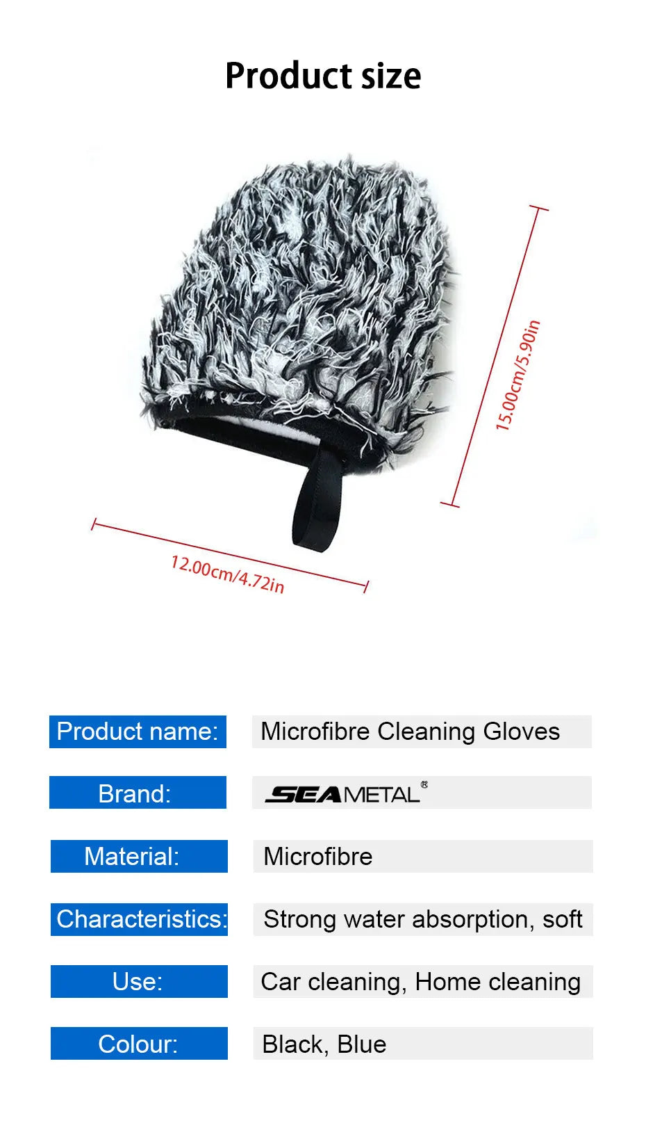SEAMETAL Car Cleaning Brush Car Cleaning Wheel Brush Super Soft Car Detailing Pocket Mitt Brush Tool for Car Care Accessories