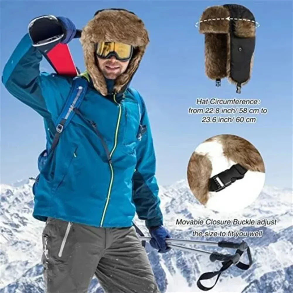 Unisex Warm Men's Women's Trapper Cap Aviator Trooper Earflap Winter Flaps Ski Hat New Er Hats Russian Faux Fur Hats