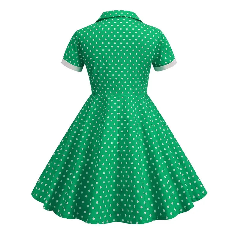 Vintage Dot Dress for Kids Girl Cosplay Party Princess Summer Prom Dress School Performance Clothing Full Pringting Children Dre