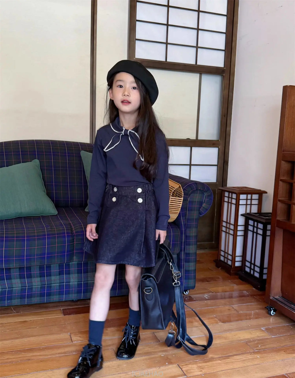 Teen Girl Clothes Children  Waist Shell Button Denim Skirt and Top Kids Versatile Casual Outfits Costumes Vintage Girls Elastic