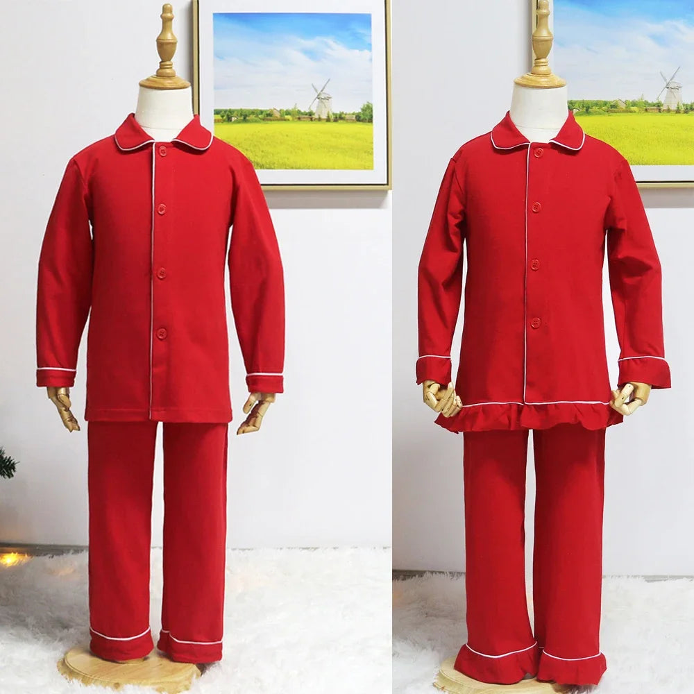 Ruffkids Velvet Baby Clothes Kids Pajamas Family Matching Pjs Loungewear Red Green Boys Girls Christmas Pyjamas Sets