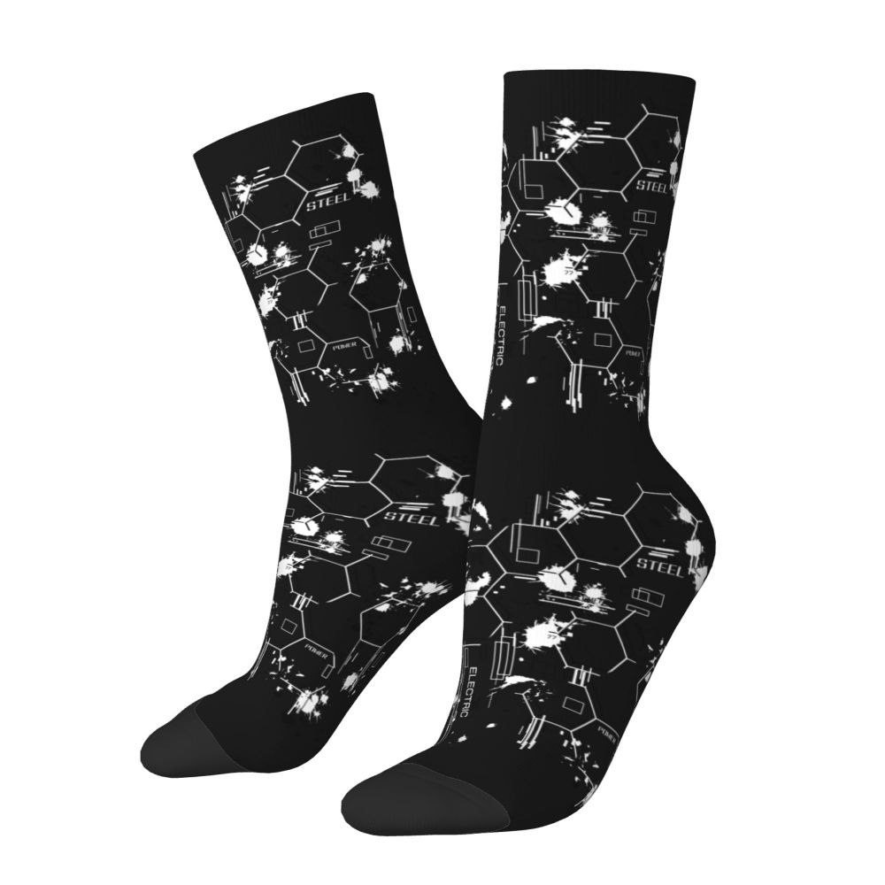 Techwear Men's Crew Socks Unisex Fun Japanese Future Tech Street Wear Style Spring Summer Autumn Winter Dress Socks