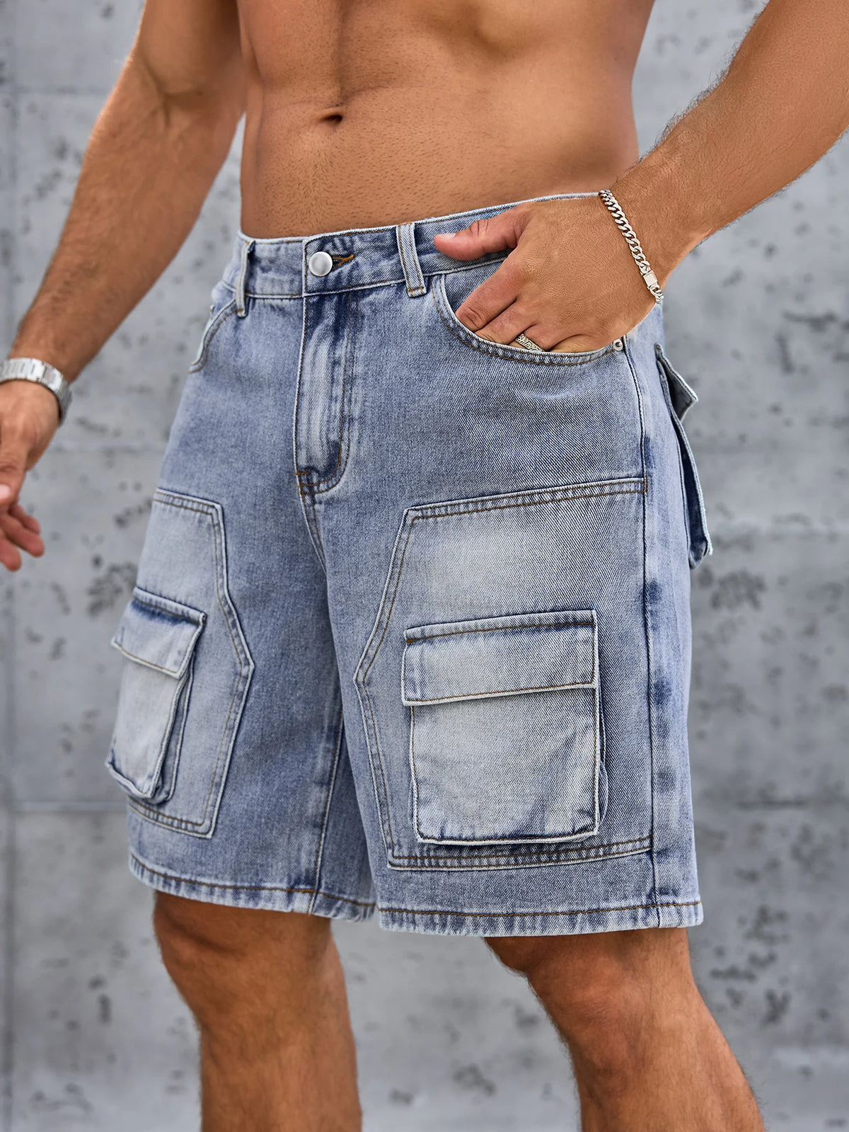 Short en denim homme bleu – Coupe droite streetwear