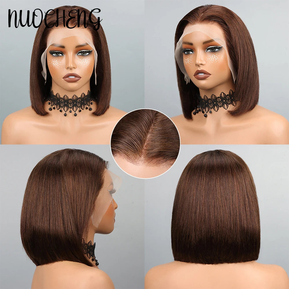Bob Wig Human Hair 13X4 Lace Frontal Bob Wigs For Black Women Human Hair Glueless Straight Bob Lace Front Wig Natural Color Wigs