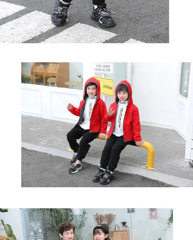 Manteau Polaire Enfant À Capuche – Double Polaire Chaud Zipé 2-14 Ans