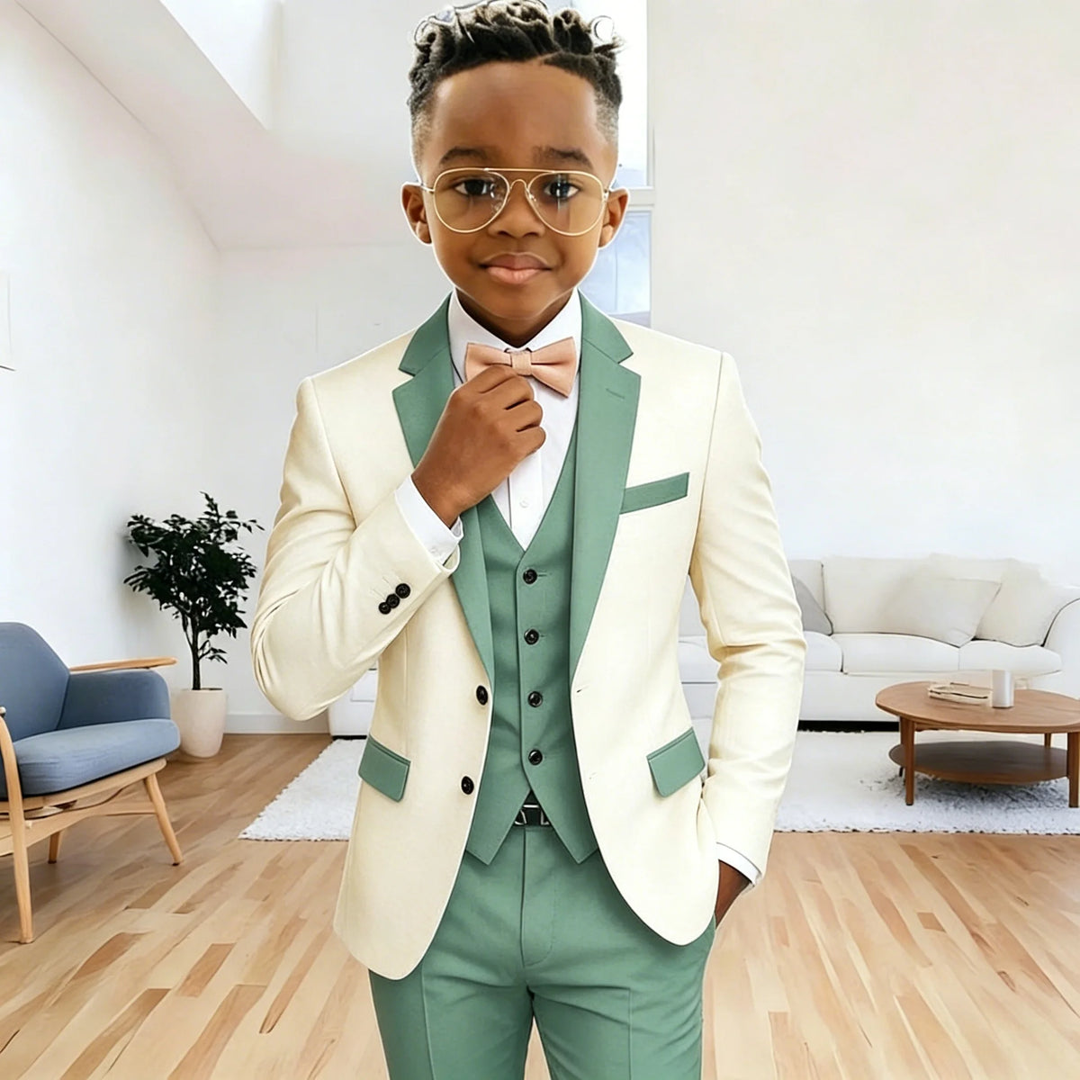 Boys Suits Jacket Vest Pants 3 Piece Set Formal Wedding Tuxedo Fashion Clothes for Kids Notched Lapel Blazer Child Clothes
