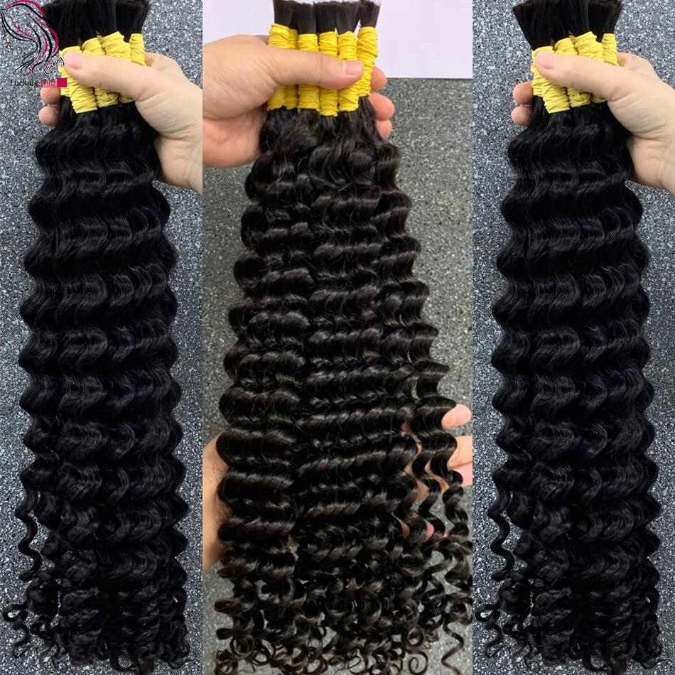 Perruque Cheveux Indiens Humain 100% Bulk Deep Loose Wave Curly Bundles Human Hair Bulk For Braiding Hair Human Hair Extensions