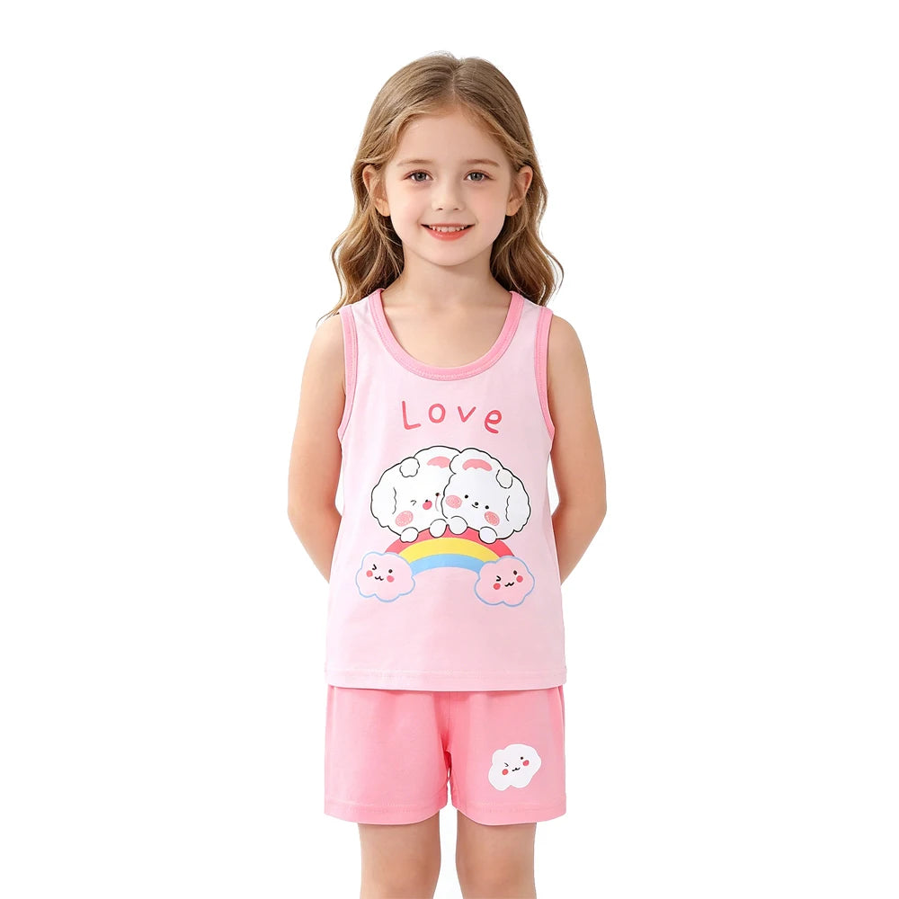 Fashion Kids Clothes Boys Girls Sets Top Shorts 2PCS 100% Cotton Soft Summer Children Baby Cloths T-shirt Shorts Toddler Suit