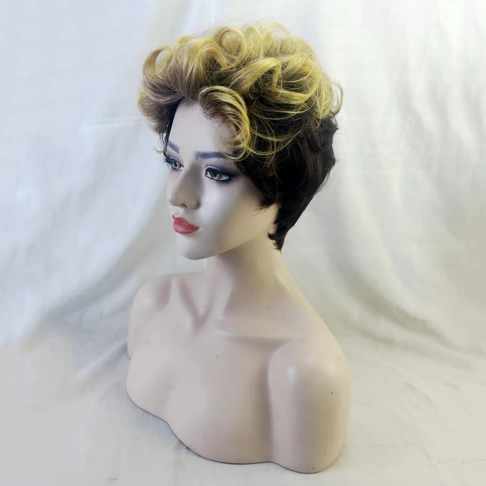 HAIRJOY Synthetic Hair Blonde Wigs for Women Short Curly  Wigs for Black Women Hair Wigs for African American