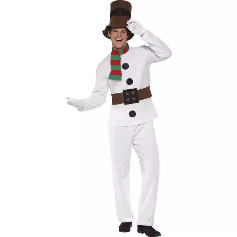 New Christmas Cosplay Costume Anime White Snowman Suit for Adult Women Men Carnival Theme Party Role Playing Outfits