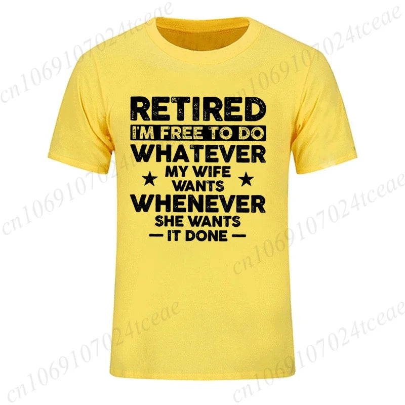 T-Shirt for Men Women,Men's Funny Retirement T-shirt, Husband Retired Hubby Printed T-Shirts for Men & Women Clothing Tops Gift