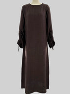 Eid Islamic Modest Dress for Women Abaya Lace-up Sleeve Morocco