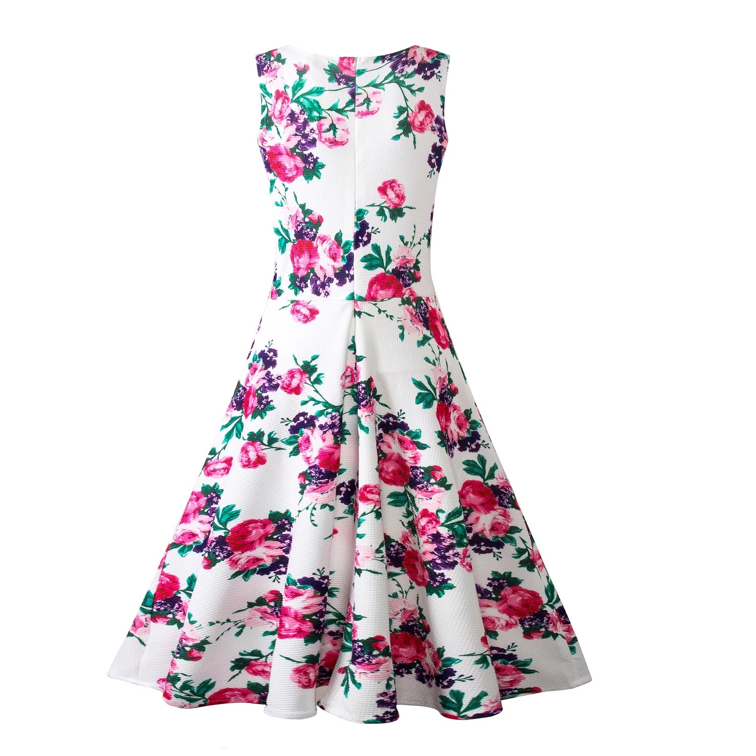 Summer Women Dress Clothing Floral Print Robe Retro Swing Casual Vintage Rockabilly