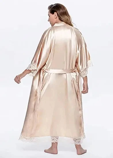 Robe de chambre femme satinée – Kimono de mariage
