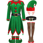 Women's Christmas elf costume set, adult velvet dress costume, Santa Claus helper, Christmas holiday