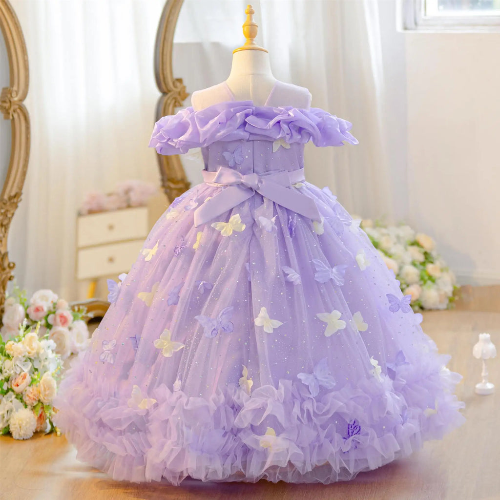 2026 New 4-12 Year Old Robe Princess Dress Flower Girl Wedding Dress Fashionable Party Dress Lace Mesh Elegant Girls' Clothing