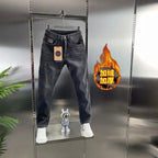 Thick Jeans Men's Slim Fit Spring Autumn Winter Casual Long Pants