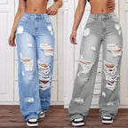 Jean large femme déchiré – Taille haute
