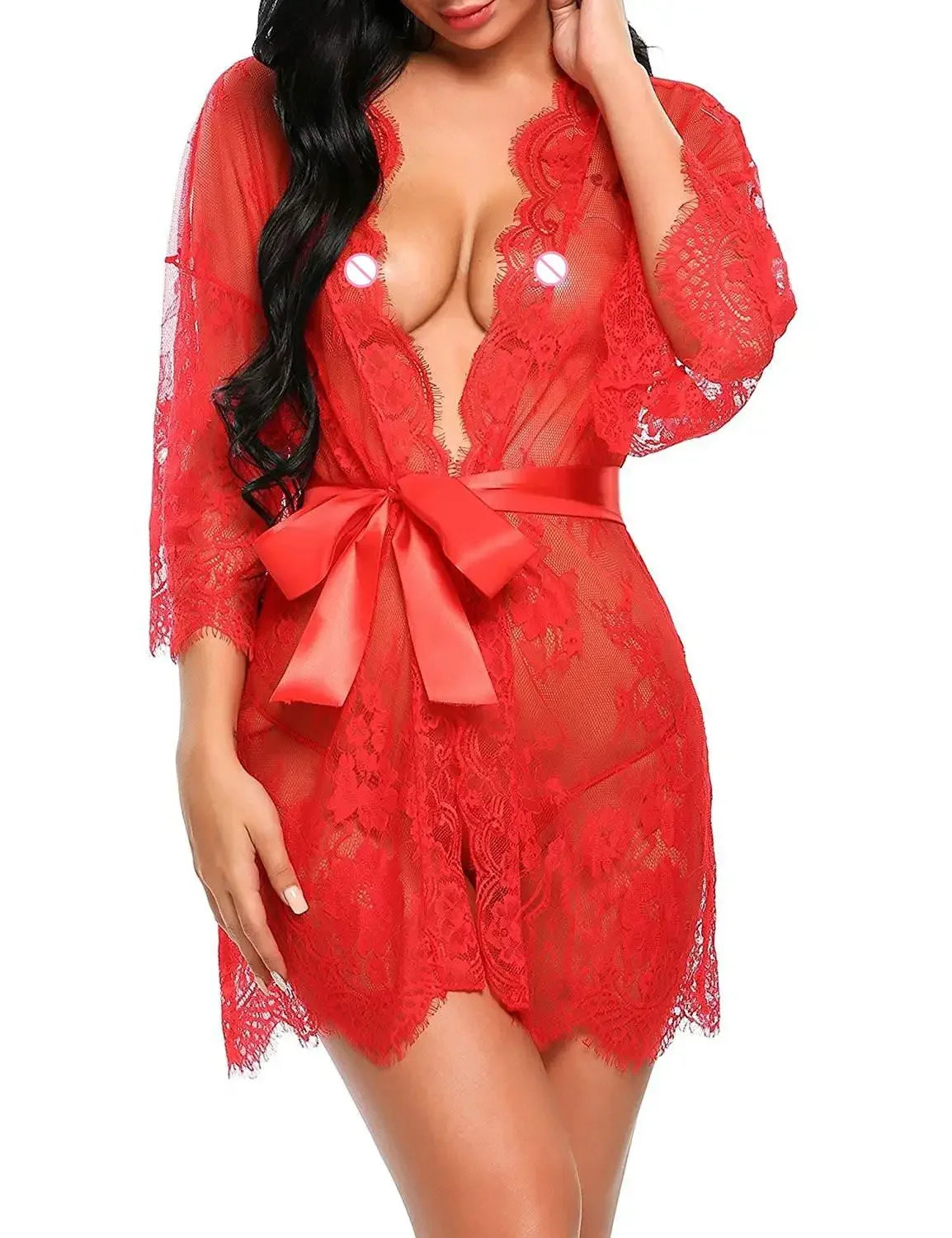 Kimono Dentelle Transparent Femme