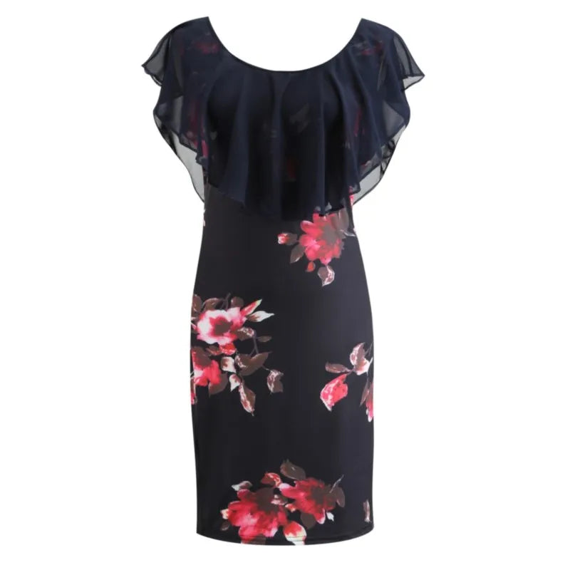 Dresses For Women Summer Style 2025 New Elegant Floral Printing Splicing Sexy Dresses Casual Office Lady Vestido Female Clothing