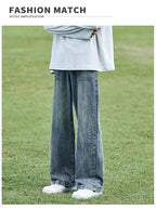 Retro Washed Cracked Jeans Men's Trendy Brand Ruffian Handsome High