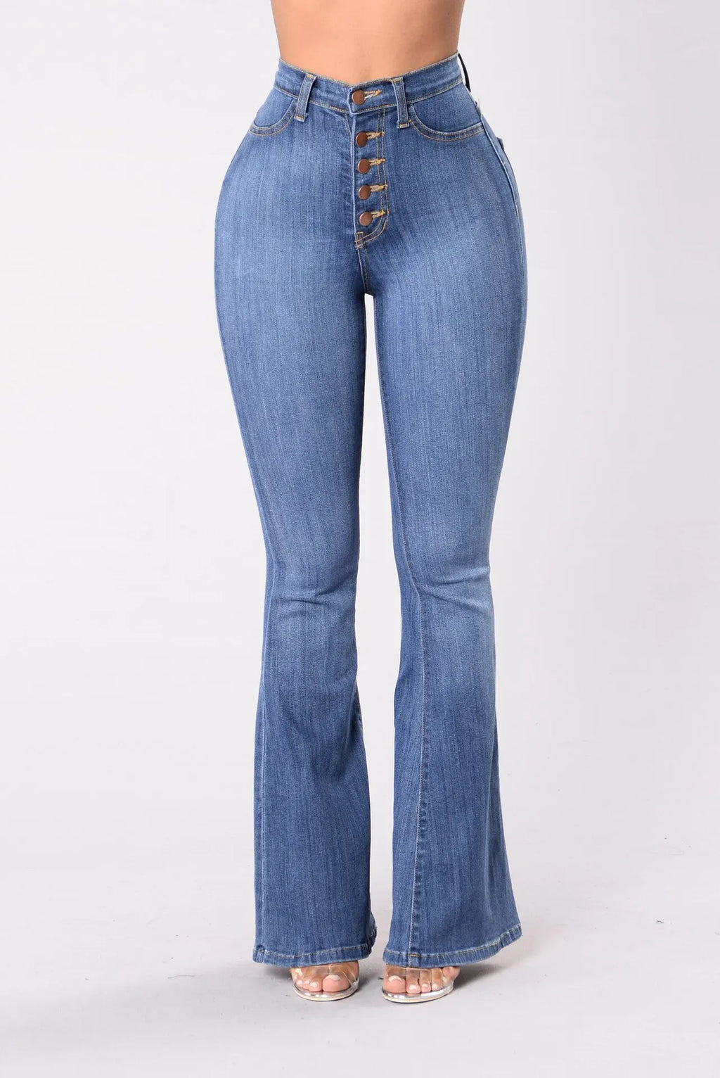European American Best Selling Spring Autumn Fashion Women Jeans Slim Fit High Waist Versatile Hip Lifting Flared Pants