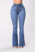 European American Best Selling Spring Autumn Fashion Women Jeans Slim Fit High Waist Versatile Hip Lifting Flared Pants