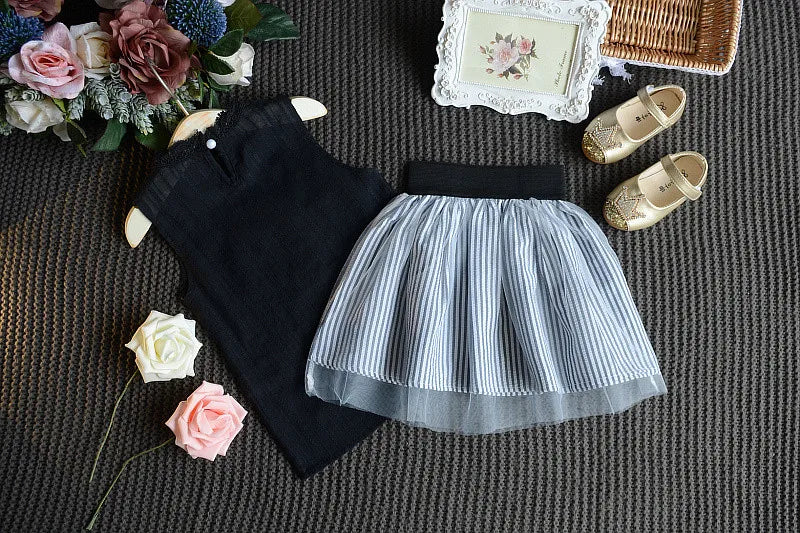 Kids Girl Clothes Set Infant Clothing Sleeveless Vest+Skirts 2Pcs Clothing Set Fashion Toddler Costume Children 0-7Year BC1383
