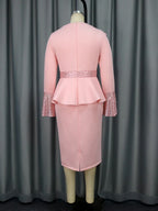 Robe femme à volants – Coupe fourreau et manches longues