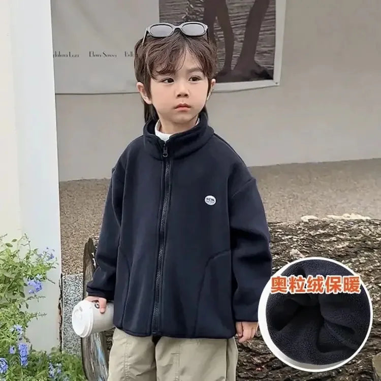 Manteau Polaire Enfant À Capuche – Double Polaire Chaud Zipé 2-14 Ans