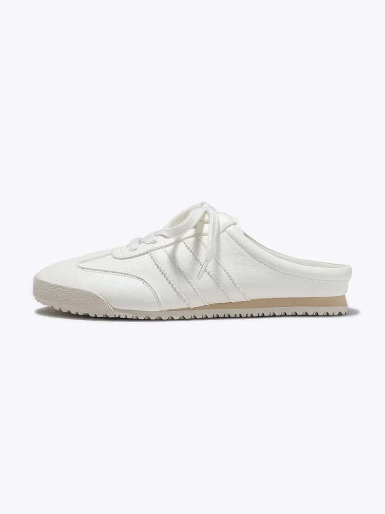 Mules Sneaker Femme – Talon Intérieur 5cm Bout Fermé Blanc Été