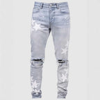 Jean homme slim déchiré – Streetwear délavé bleu, gris ou bleu clair