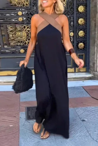 Summer Fashion Dresses For Women Sleeveless Solid Color Square-neck Casual Simple Elegant Suspender Loose Long Dresses 2025 New