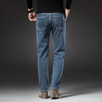 2025 Winter New Men's Fleece Thickened Jeans Retro Blue Hot Straight Casual Pants Stretch Premium Velvet Warm Denim Pants