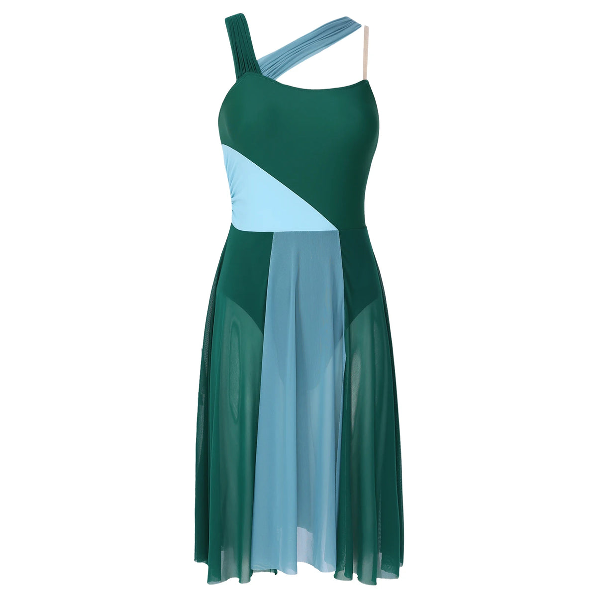 Women Ballet Dance Dress Adult Modern Contemporary Lyrical Dance Costumes Sleeveless Color Block Gymnastics Leotard Dancewear