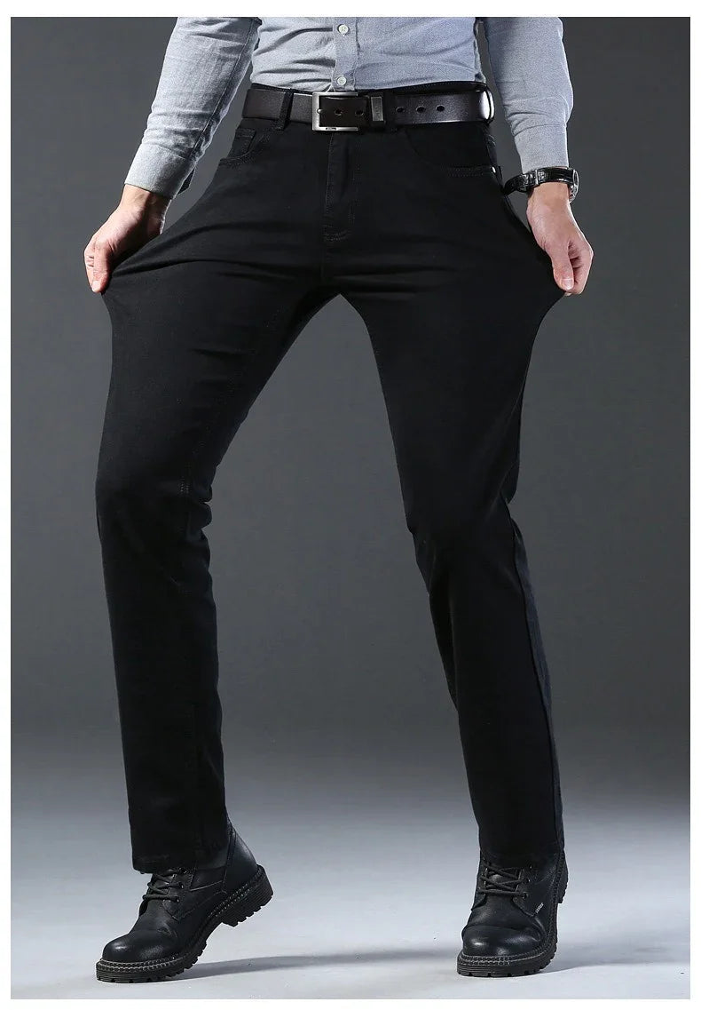 Men Classic Advanced Fashion Brand Jeans Jean Homme Man Soft Stretch Black Biker Masculino Denim Trousers Mens Pants Overalls