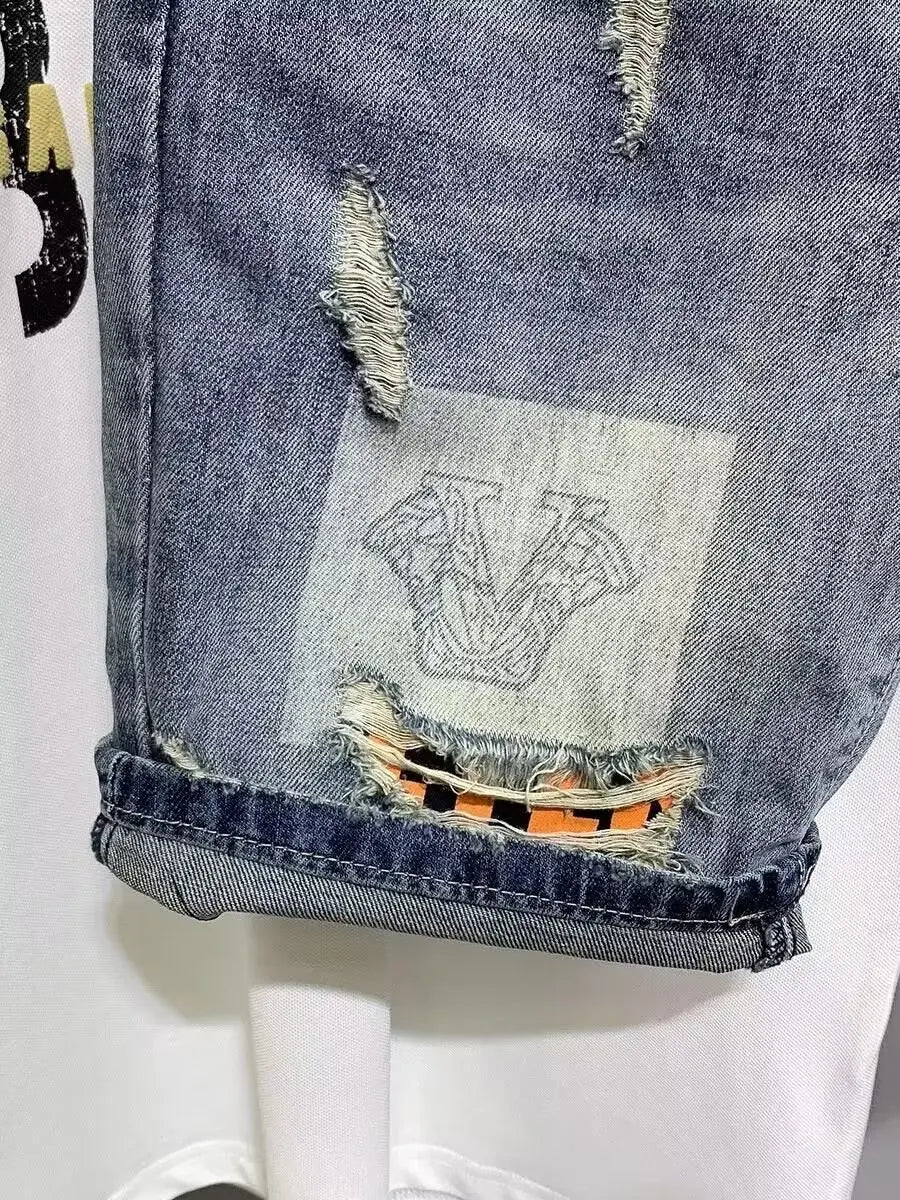 Short en jean homme Y2K – Coupe ample streetwear délavée