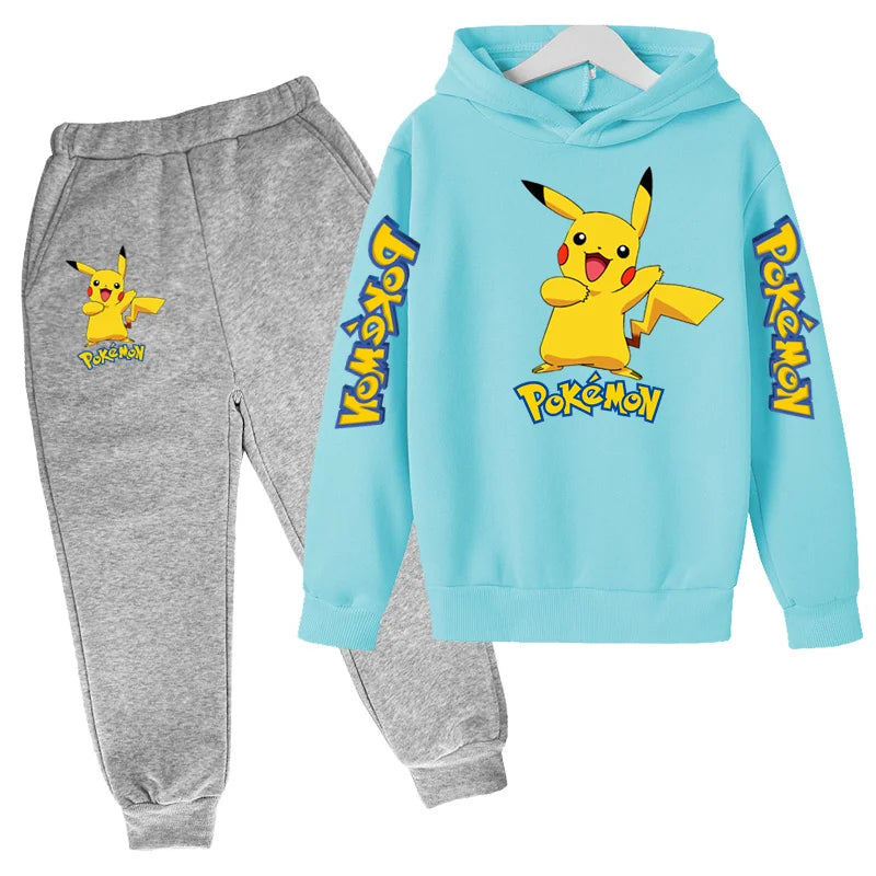 New Children's Sports Outfit Set-Hooded Jacket+long Pants with Cartoon Patterns Casual Loose Fit Suitable Boys Girls Aged3to13