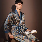 Peignoir Homme Soie de Glace — Imprimé, Léger & Confortable
