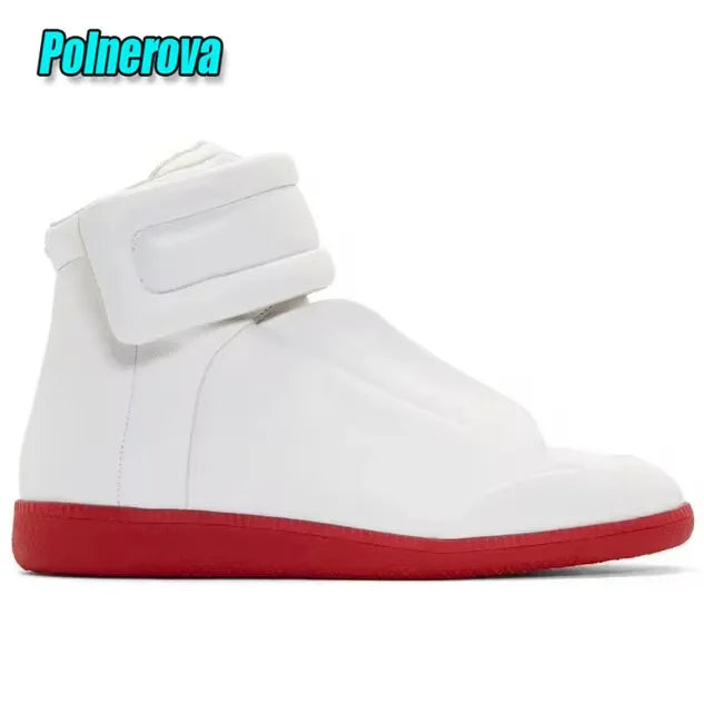 Sneakers Montants Cuir Brillant Homme – Semelle Épaisse Lacets Automne Hiver