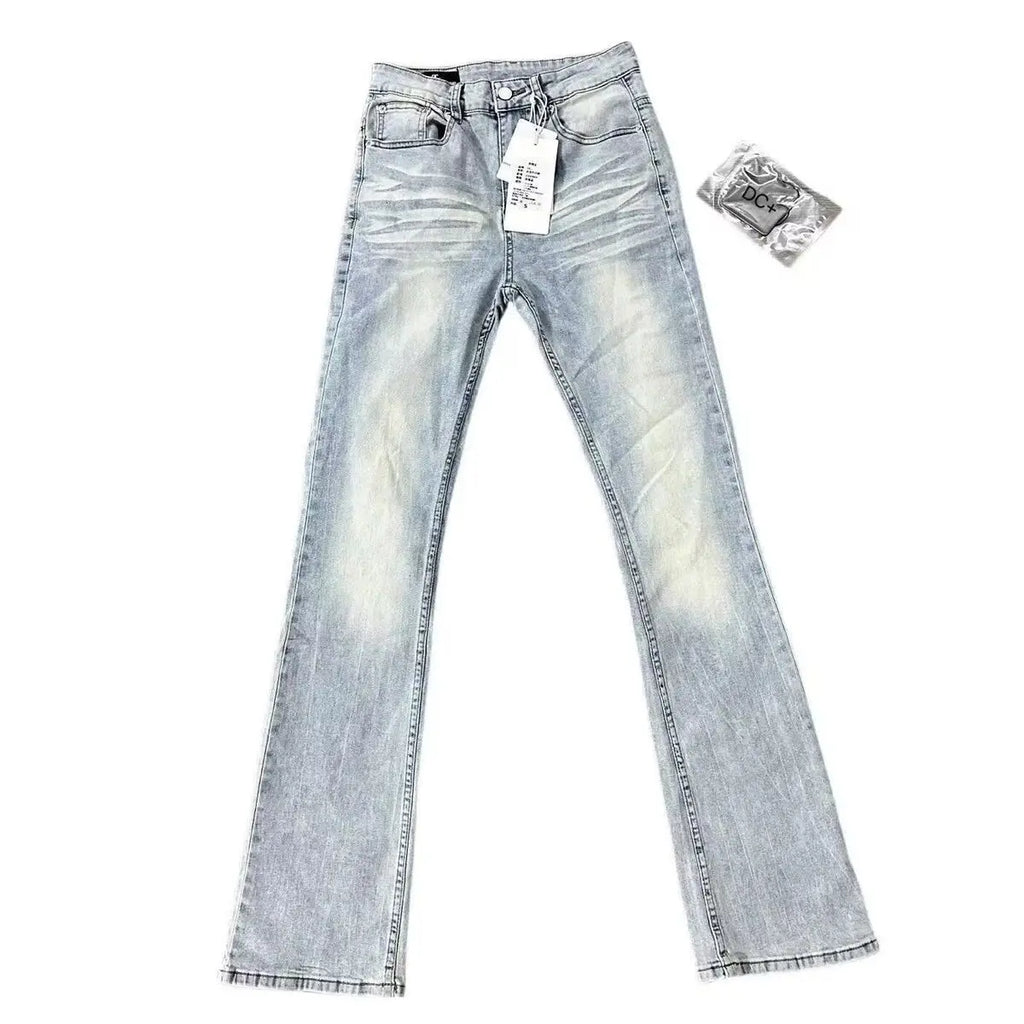 Jean homme bleu clair délavé – Coupe droite streetwear