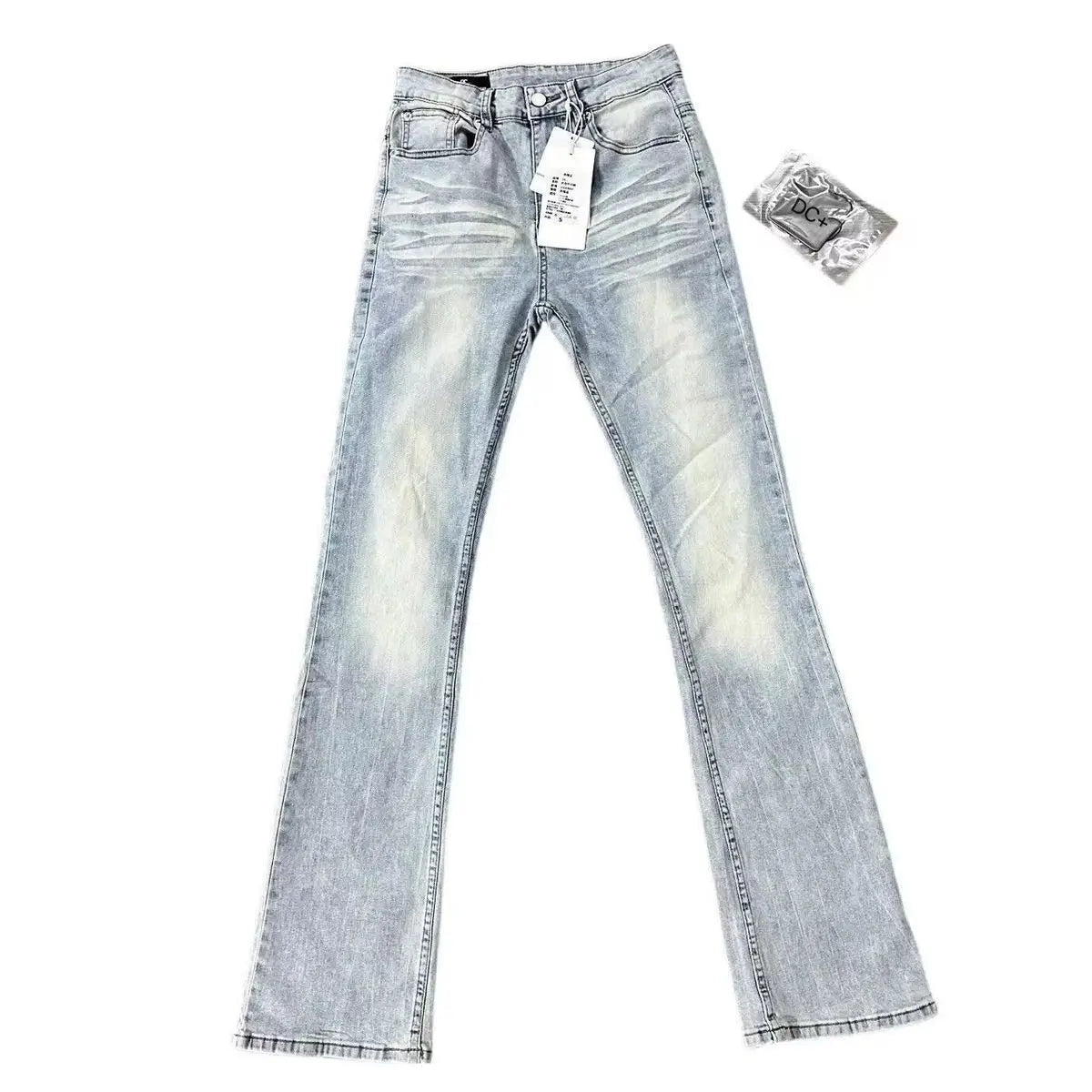 Jean homme bleu clair délavé – Coupe droite streetwear