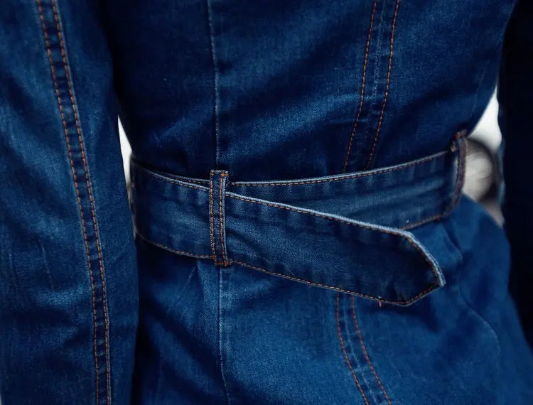 Robe-chemise en denim femme – Y2K mi-longue à ceinture