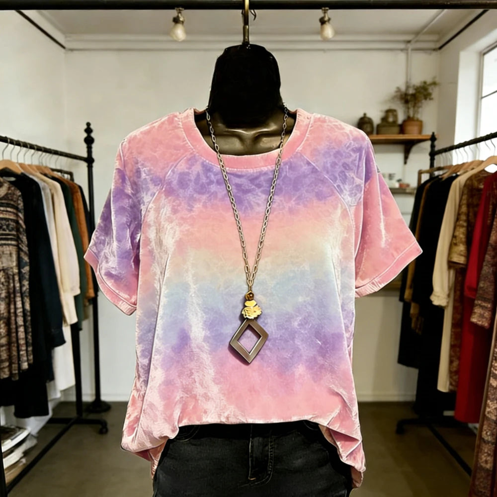 T-shirt femme imprimé dégradé – Streetwear coupe ample