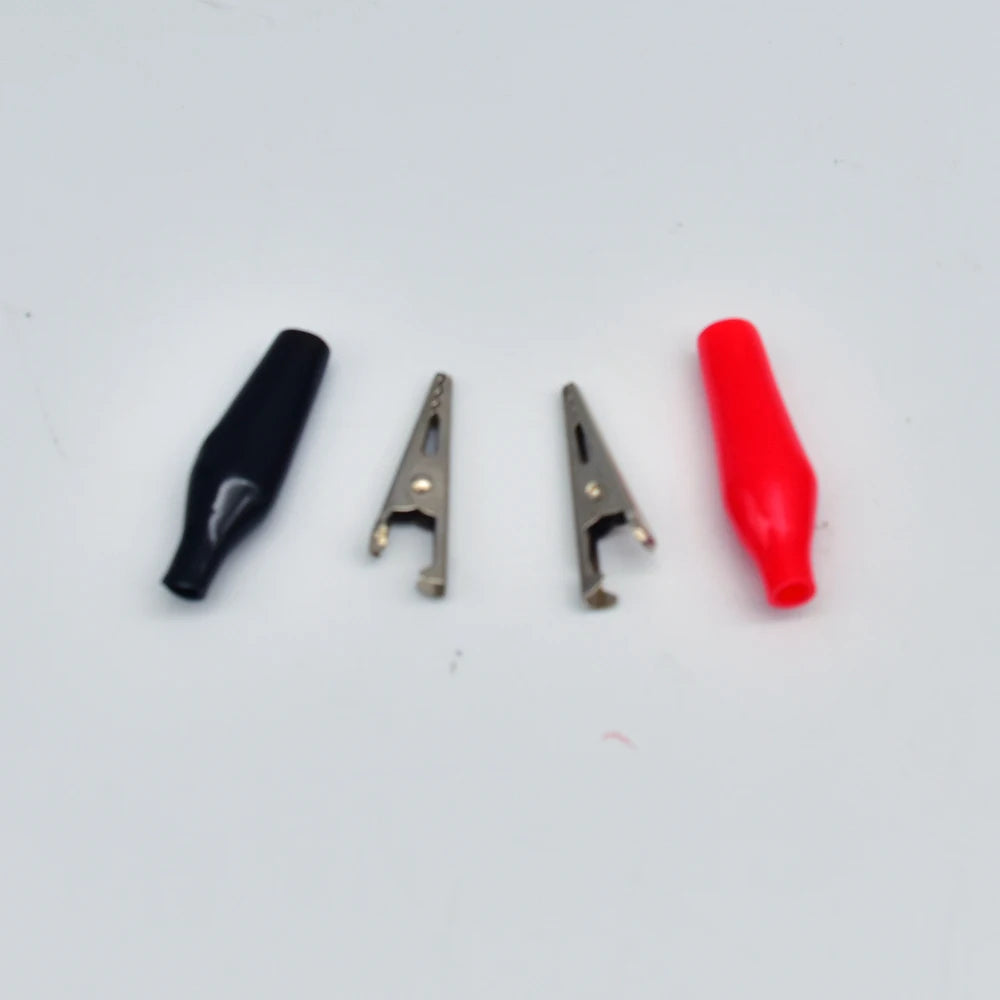 Pinces Crocodile Métal 28mm – Lot 20 Pcs Noir Rouge Test Électrique Batterie