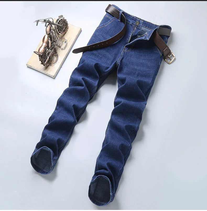 Men's Spring Autumn Vintage Black Business Jeans Men Casual Straight Stretch Classic Work Denim Trousers  Comfortable  Pant